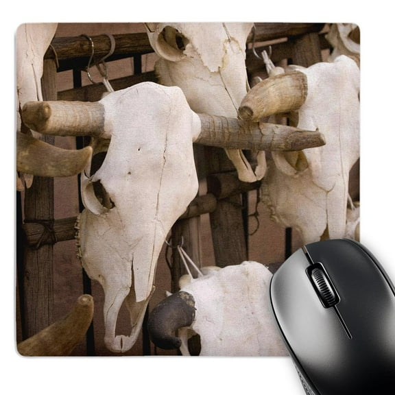 3dRose, New Mexico, Santa Fe, Plaza, Cattle Skulls on Display - US32 RCA0064 - Rob Casey, MousePad
