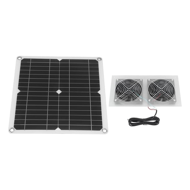 Kit De Ventilador Dual Con Energía Solar, Ventilador Solar De 25 W, Eficiente IPX65, Resistente Al Agua, Mantiene La Circulación Del Aire, Protector De Malla Doble Para Gallinero