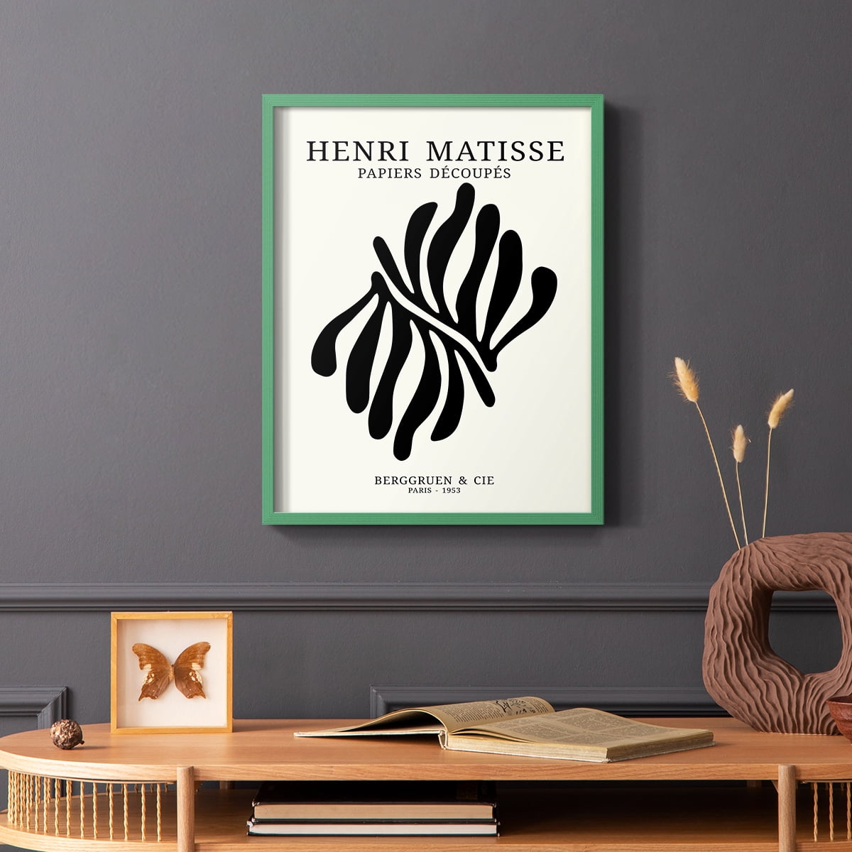 Matisse CDIX in Green Solid Wood Framed Print No Nail Hanging