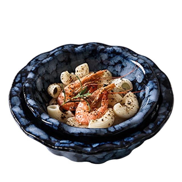 Qeeadeea Small Round Baking Dish Set Of 2, Colorful Ceramic Casserole Dish, Round Ceramic Pie Plate-blue-14cm and 17cm