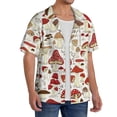 thumbnail image 4 of Xecao offers the Cartoon Mushrooms for Men's Casual Short-sleeved Shirt, a button-up collared shirt with a pocket, perfect for beach vacations and yacht travel in the Small size., 4 of 7
