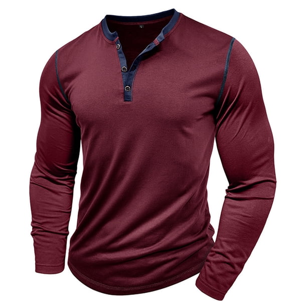 pstuiky Camisas casuales de manga larga para hombre, Camisa blusa transpirable de manga larga lisa informal a la moda para hombre Tops de hombre xxl