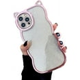 thumbnail image 7 of Luxury Women Case for iPhone 12 with Fashion Wavy Frame, Cute Cartoon Case for iPhone 12 with 3D Cat Ears, Shiny Electroplating Phone Case TPU Full Camera Protection Case for iPhone 12 (Rose Gold), 7 of 7
