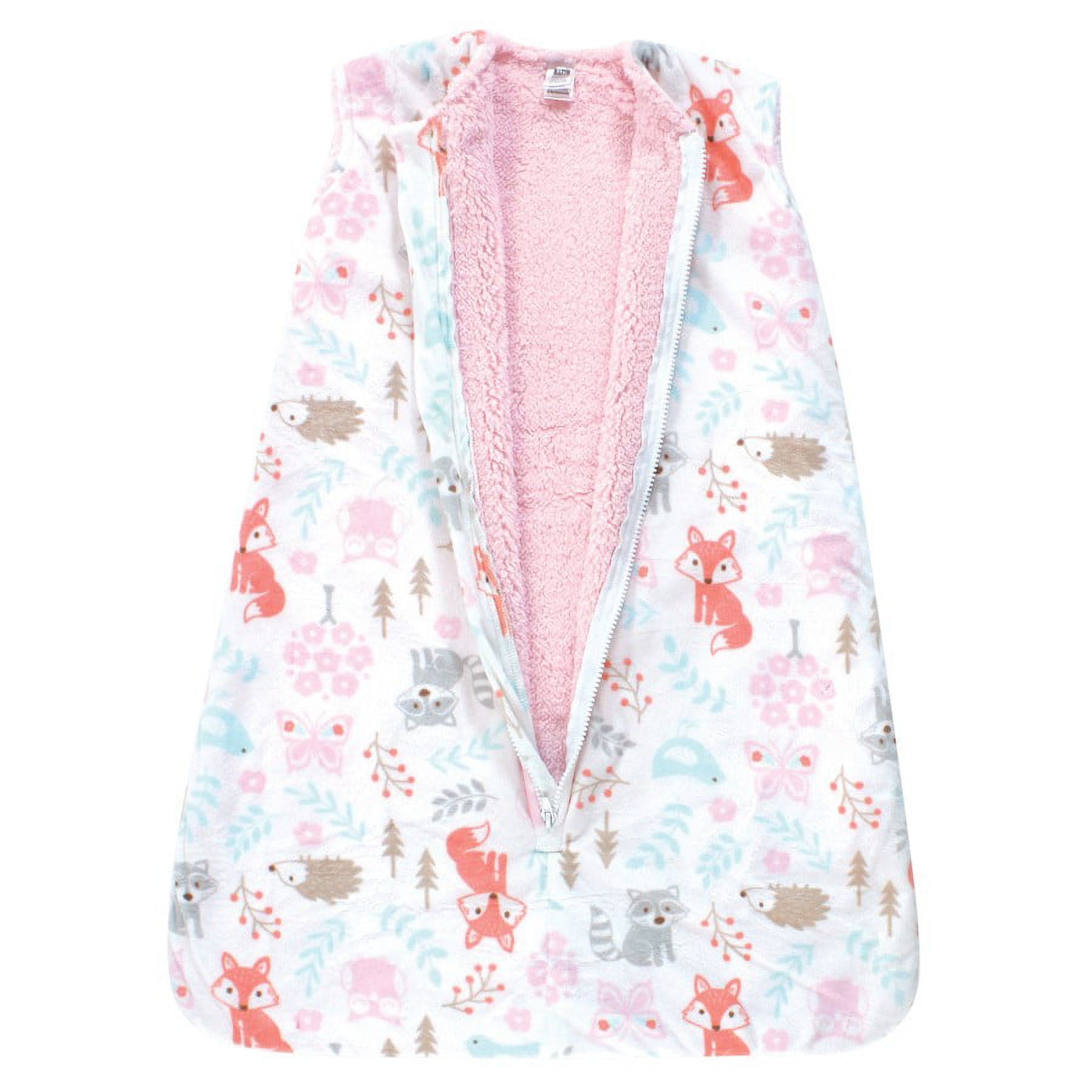 Hudson Baby Infant Girl Mink with Faux Shearling Inner Sleeping Bag, Sack, Blanket, Girl Woodland, 18-24 Months