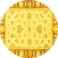 thumbnail image 1 of Ahgly Company Machine Washable Indoor Round Oriental Yellow Modern Area Rugs, 7' Round, 1 of 4