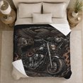 thumbnail image 5 of Biker Eagle Motorcycle Art Black Bold Mechanical, Festive Holiday Scene, Warm Flannel Blanket for Living Room and Reading Nook, Art Lovers person's Day Gift, Artistic Home Decor, 5 of 9