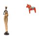 thumbnail image 1 of Escultura de figura de mujer tribal africana y caballo dalecarliano, obra de arte animal para dormitorio, mesa, estantería, armario de entrada, decora, 1 of 8