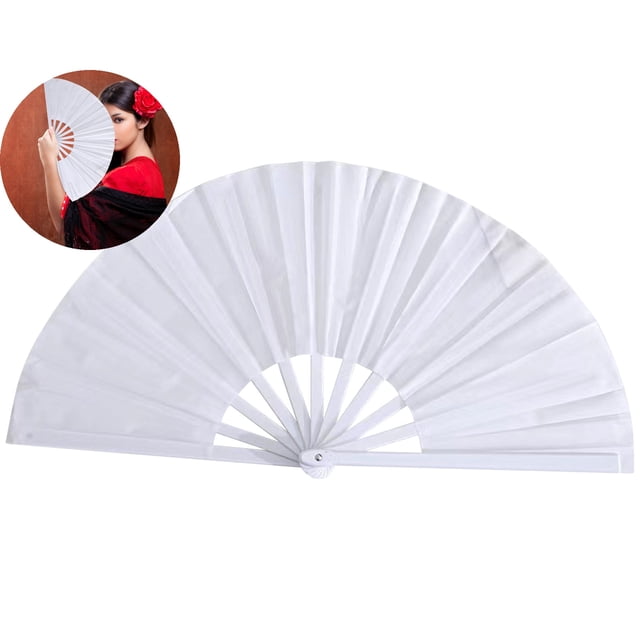 Dvruxg Large Folding Hand Rave Fan - Vibrant Nylon Cloth for Kung Fu, Tai Chi, Dance, Music Festivals, Parties & Decorations