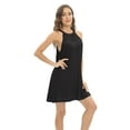 thumbnail image 3 of Xmarks Women's Summer Solid Color Sleeveless Halter Neck Beach Party Dress Black US 6-16, 3 of 9
