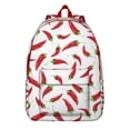 thumbnail image 1 of Sac à Dos Scolaire à Imprimé Piment, Sac de Jour Décontracté à Motif de Légumes Rouges Épicés avec Mignonne Illustration de Dessin Animé de Piment Fort pour les Amateurs de Cuisine et les Étudiants, 1 of 4