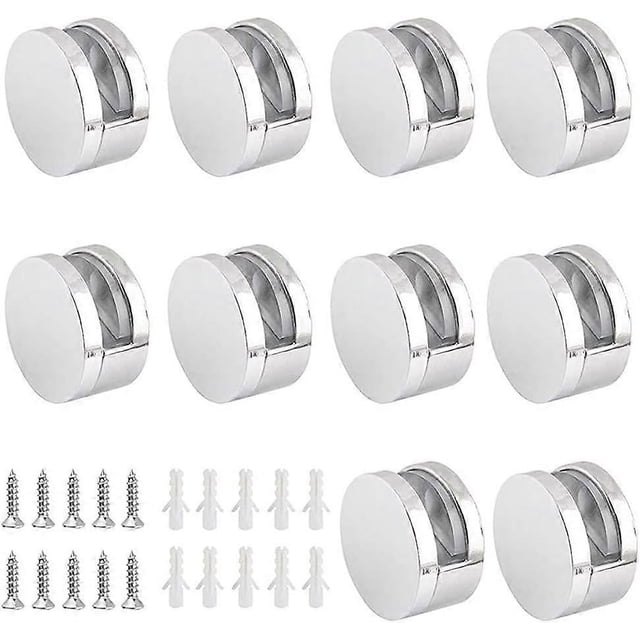 10 Pieces Zinc Alloy Glass Clips Mirror Clips Holder for 4-6mm Glass Clamp (Including Accessories)