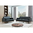thumbnail image 3 of Smart Home Furniture Track Arm Contemporary Faux Leather Loveseat in Black, 3 of 4