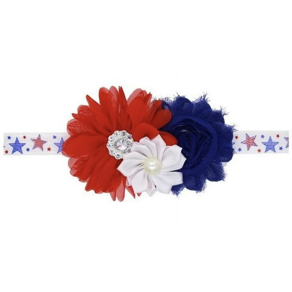 Laurenza's Baby Girls Patriotic Headband Fourth of July Red, White, and Blue Bows