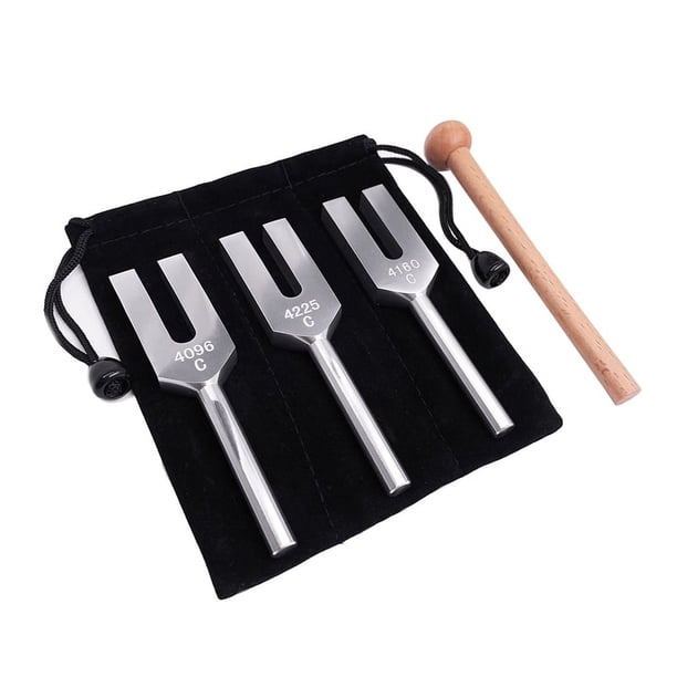 Juego de Diapasones 4096 Hz 4160 Hz 4225 Hz Juego de Diapasones Juego de Diapasones con Martillos de Madera y Bolsa de Tela Estilo 2