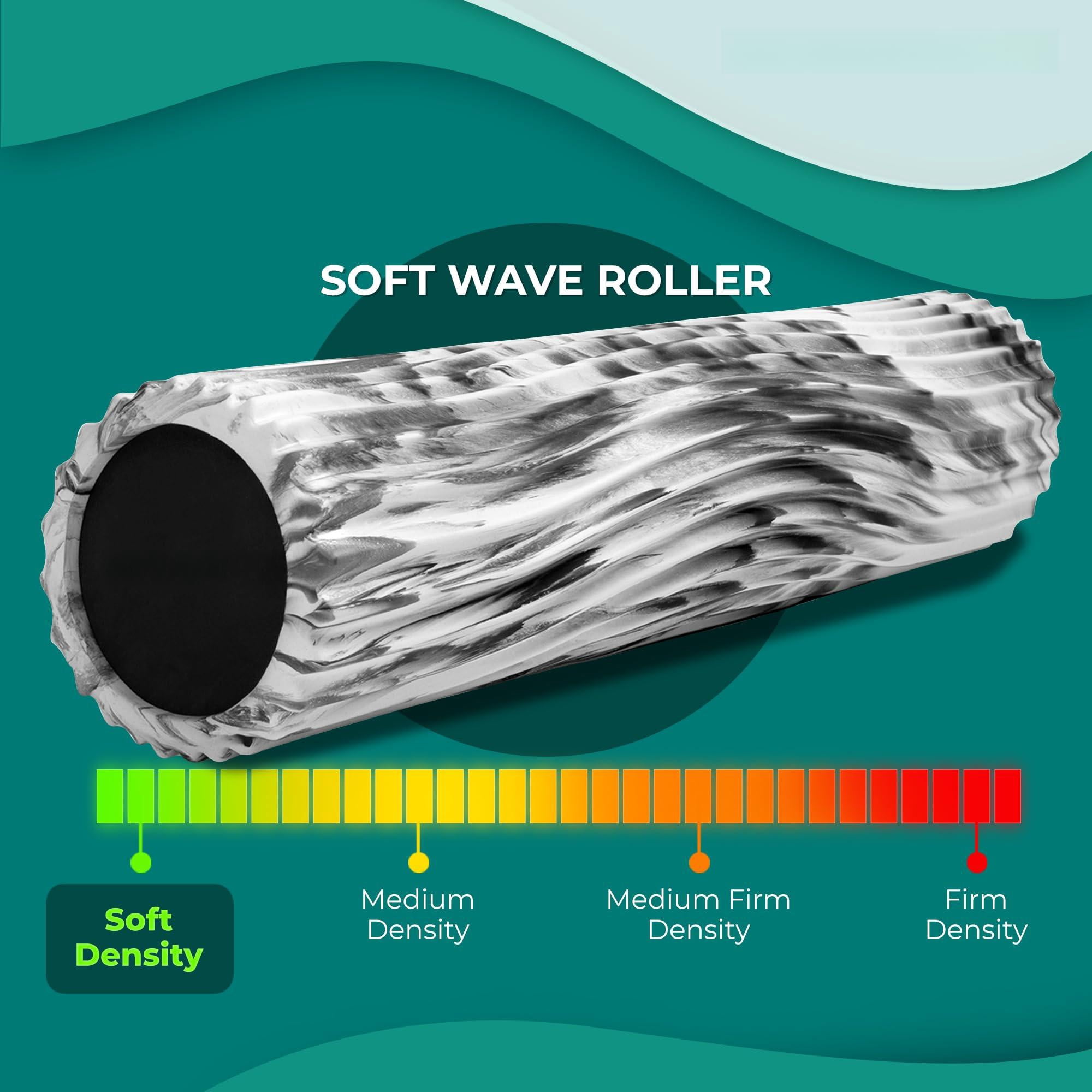Soft Tidal Roller (black Marbled) - Low Density Foam For Physical  Excercise & Stretching Wave Textured Yoga Athletics Wellness Full Size 20" X 5"