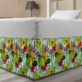 thumbnail image 1 of Jungle Bed Skirt, Tropical Plants Composition with Yellow Lily Chinese Hibiscus and Monstera Leaves, Elastic Bedskirt Dust Ruffle Wrap Around for Bedding Decor, 4 Sizes, Multicolor, by Ambesonne, 1 of 2