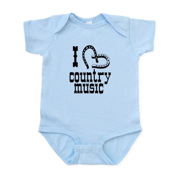CafePress - I Love Country Music Infant Bodysuit - Baby Light Bodysuit, Size Newborn - 24 Months