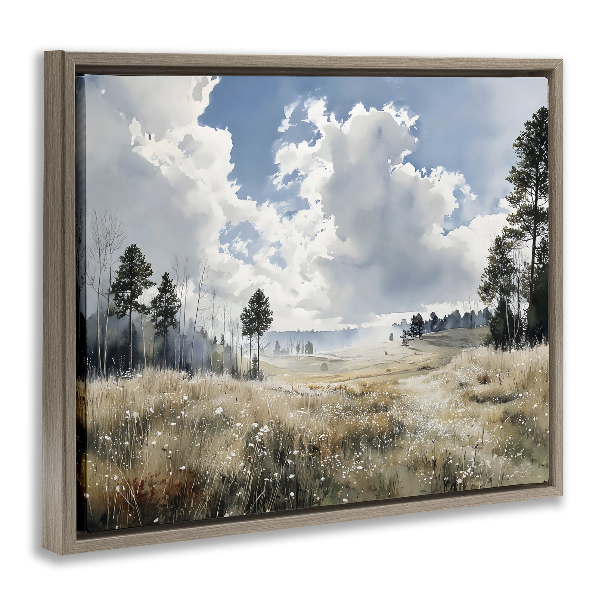 Stupell Industries Blue Kissed Landscape Brown Framed Floater Canvas Wall Art, design by Franklyn Gregory