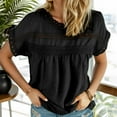 thumbnail image 3 of Weardear Womens Summer Tops Crewneck Lace Crochet Short Sleeve Shirts Casual Chiffon Blouses, 3 of 6