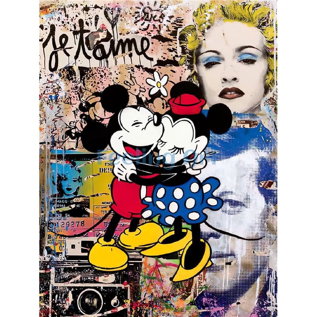 Disney Mickey Mouse Canvas Painting Poster and Mickey Minnie Mouse Prints Funny Wall Art Picture for Living Room Home Decoration40x50cm Unframed Gao Jinjia LED