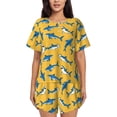 thumbnail image 1 of Balery Shark Print Conjunto de Pijama para Mujer con Estampado, Dos Piezas de Manga Corta y Shorts, Ropa de Dormir Suave con Cuello Redondo y Bolsillos-XX-Large, 1 of 6