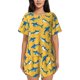 thumbnail image 1 of Balery Shark Print Conjunto de Pijama para Mujer con Estampado, Dos Piezas de Manga Corta y Shorts, Ropa de Dormir Suave con Cuello Redondo y Bolsillos-XX-Large, 1 of 6