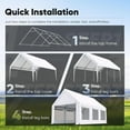 thumbnail image 6 of Quictent Heavy Duty 10x20 ft Carport Canopy with High Peak and Ventilation Window Sidewalls, Storage Shed for RV/Truck/Boat Outdoor Party Tent for Wedding - White, 6 of 8