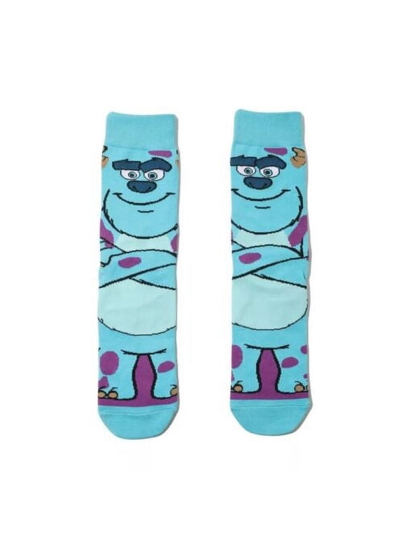Monster Inc Cartoon Socks, Fun Novelty Mens/Womens Crew Character Socks Blue