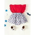 thumbnail image 3 of Seyurigaoka Newborn Girl 4th of July Independence Day Cute Romper Outfits, Fly Sleeve Stripe Star Print Round Neck Bodysuit + Headband, 3 of 9
