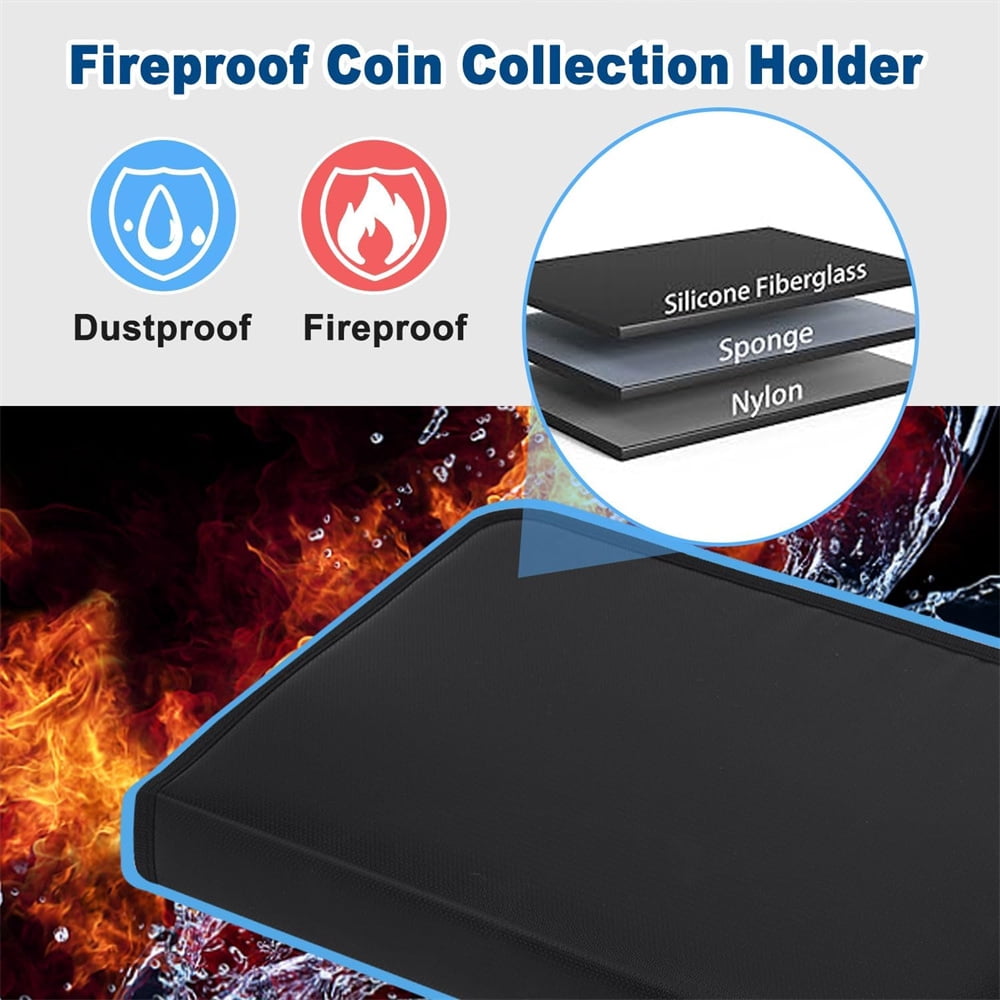 NOGIS Fireproof Coin Album with 360 Coin Collection Holder & 36 Sleeves Money Currency Collection Book Pockets, Currency Album, Coin Collection Supplies for Collectors