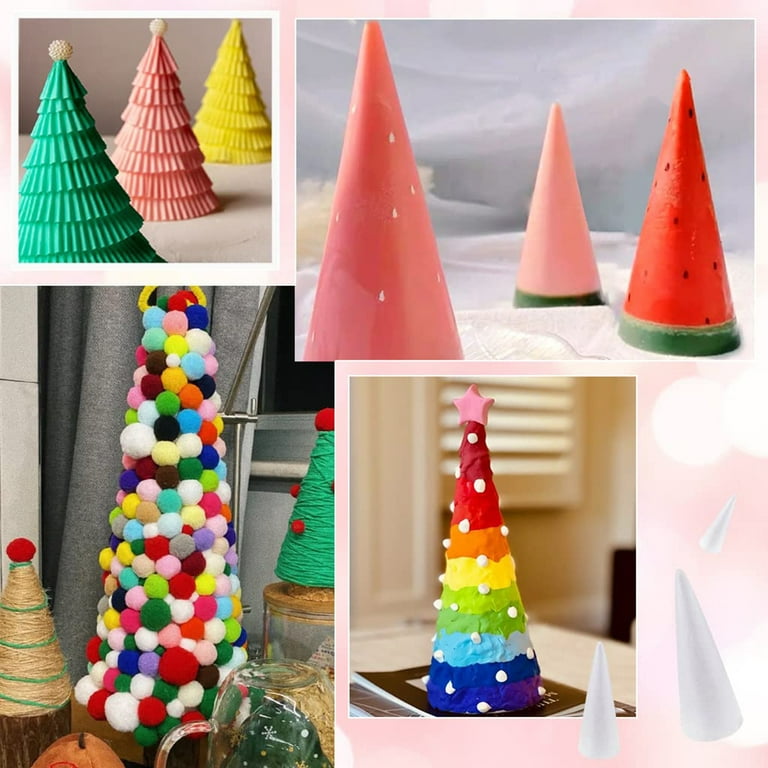 Christmas White Cone Tree, Foam Painting Materials