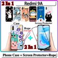thumbnail image 2 of 2 En 1 Caso Redmi 9A Con Vidrio Templado Curvado De Cerámica Protector De Pantalla Gato Y Doraemon, 2 of 4