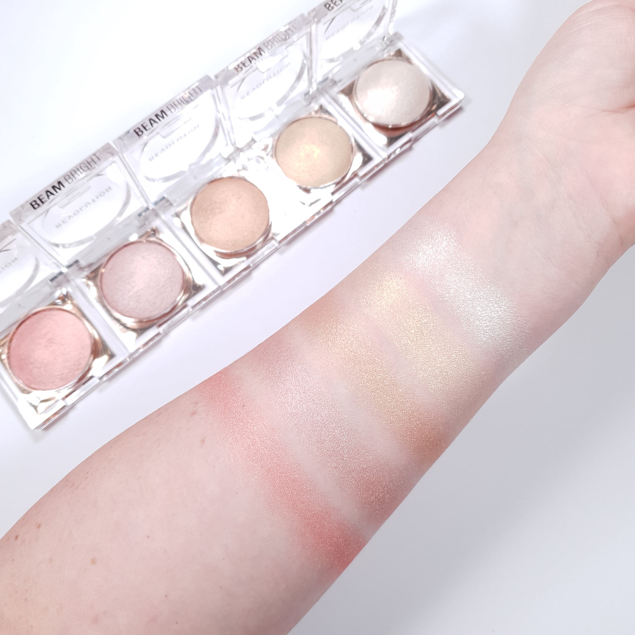 Revolution Beam Bright Highlighter Makeup, Illuminating Finish, Rose Lustre, 0.08 oz