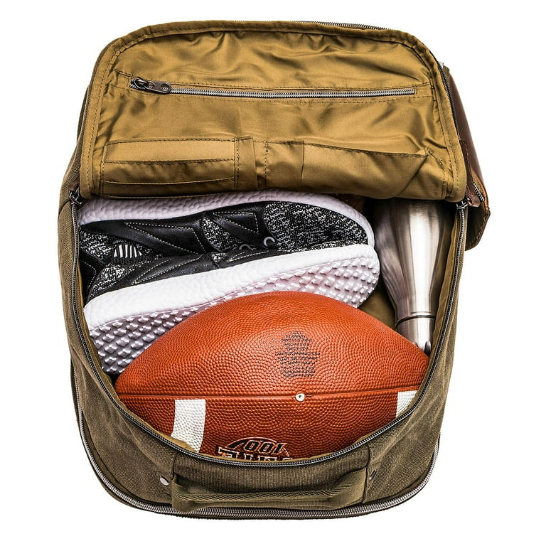 Renwick Canvas Backpack with Genuine Leather Trim, Green - Walmart.com