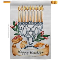 Ornament Collection H192316-BO 28 x 40 in. Happy Hanukkah House Flag with Winter Double-Sided Decorative Vertical Flags Decoration Banner Garden Yard Gift