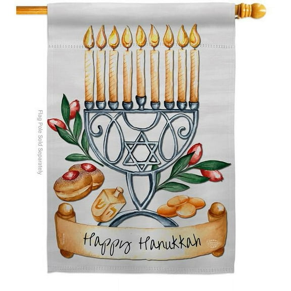 Ornament Collection H192316-BO 28 x 40 in. Happy Hanukkah House Flag with Winter Double-Sided Decorative Vertical Flags Decoration Banner Garden Yard Gift
