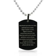 Stainless Steel Black Coating Cross Lord's Prayer in Spanish Pendant Necklace