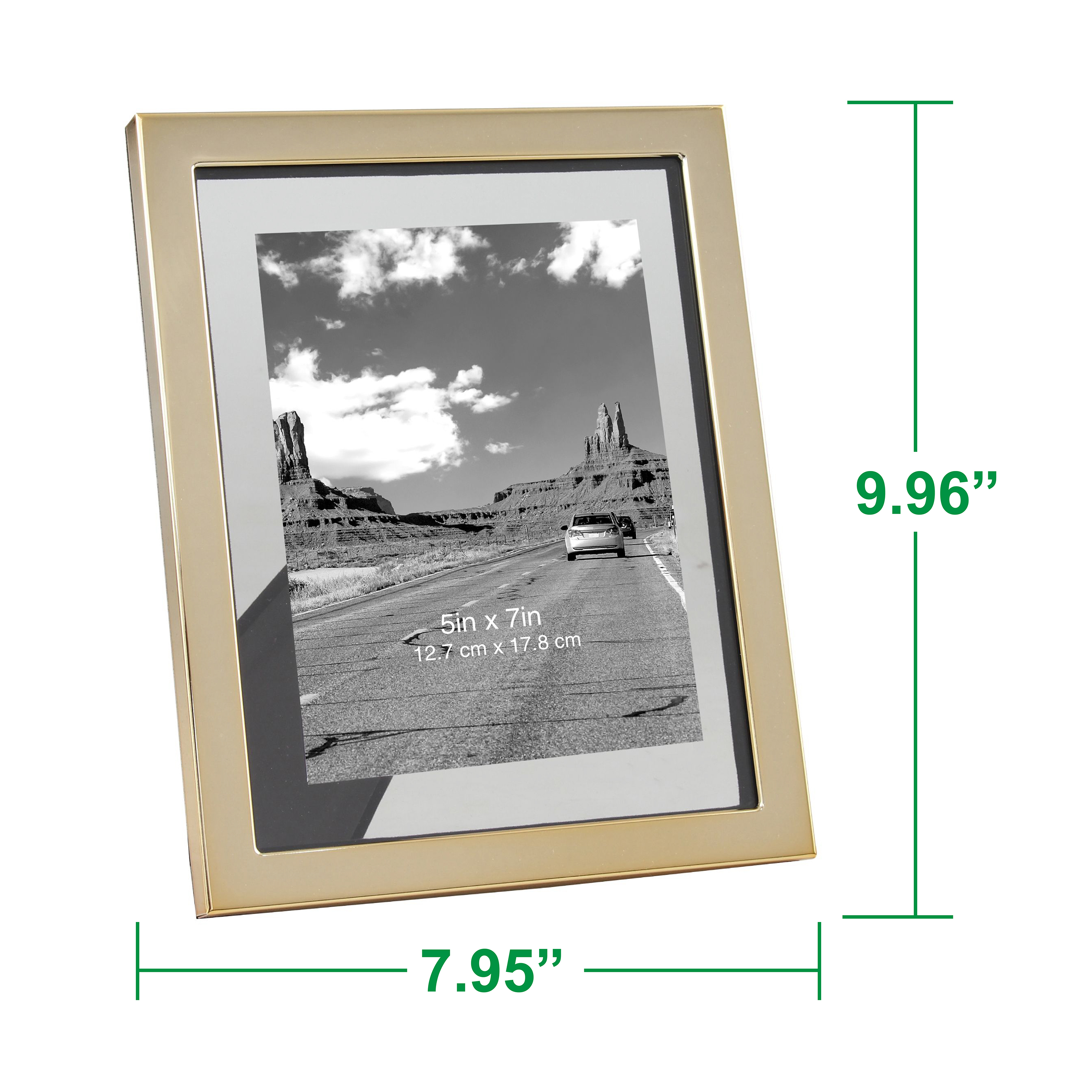 Better Homes & Gardens 5" x 7" Rectangle Metal Tabletop Floating Picture Frame, Gold