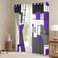thumbnail image 3 of Black White Grey Purple 30%-50% Blackout Curtains 38"Wx45"L Geometric Square Window Curtains Bedroom Modern Geometry Stripes Window Curtains Abstract Window Treatments 2 Panels, 3 of 6