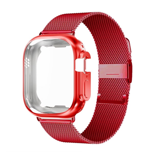 Correa de reloj milanesa + funda para Apple Watch Series 8 7 6 5 45mm 41mm pulsera de correa de acero inoxidable para iwatch Ultra 49mm 40mm 44mm Tan Jianjun unisex