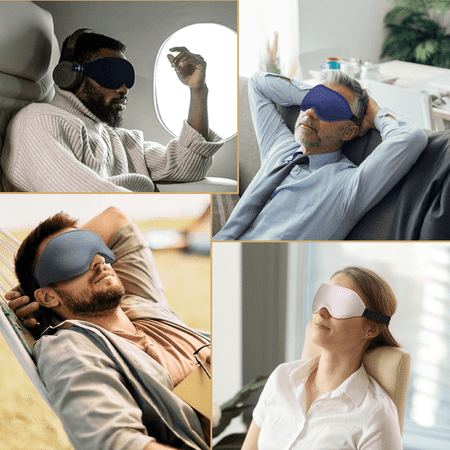 ComfiTime 2Pack Sleep Mask - 100% Blackout Eye Mask for Sleeping, Eye Covers for Men and Women, Contour Blindfold with Nose Baffle, Soft & Lightweight, Latex-Free