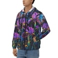 thumbnail image 3 of Wukai Starry Night Iris Field Print Men's Zip-Up Hoodie,Fleece Full-Zip Hoodie for Men, Hooded Sweatshirt-3X-Large, 3 of 5