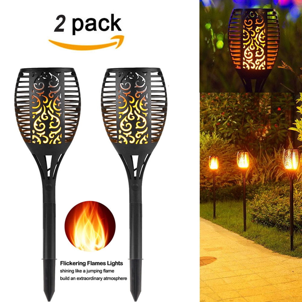 (2 PACK) Solar Path Torches Lights Dancing Flame Lighting ... (2 PACK) Solar Path Torches Lights Dancing Flame Lighting ...