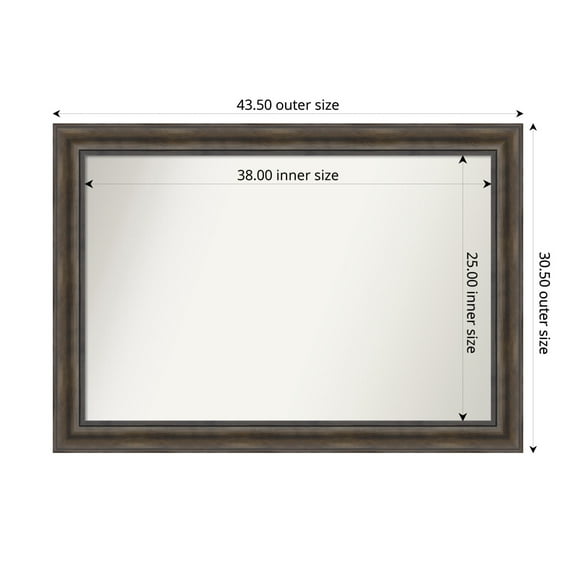 Amanti Art Custom Wall and Bathroom Mirror (30.5 x 43.5 in.), Rustic Pine Brown Frame