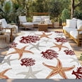 thumbnail image 2 of Brown Starfish Coastal Outdoor Rug 3x5 Ft - Reversible Patio Rug Outdoor Camping Rugs, Coral Nautical Summer Ocean Washable Indoor Outdoor Area Rugs, Non-Slip Outdoor Carpet Runner for Deck/Porch, 2 of 8