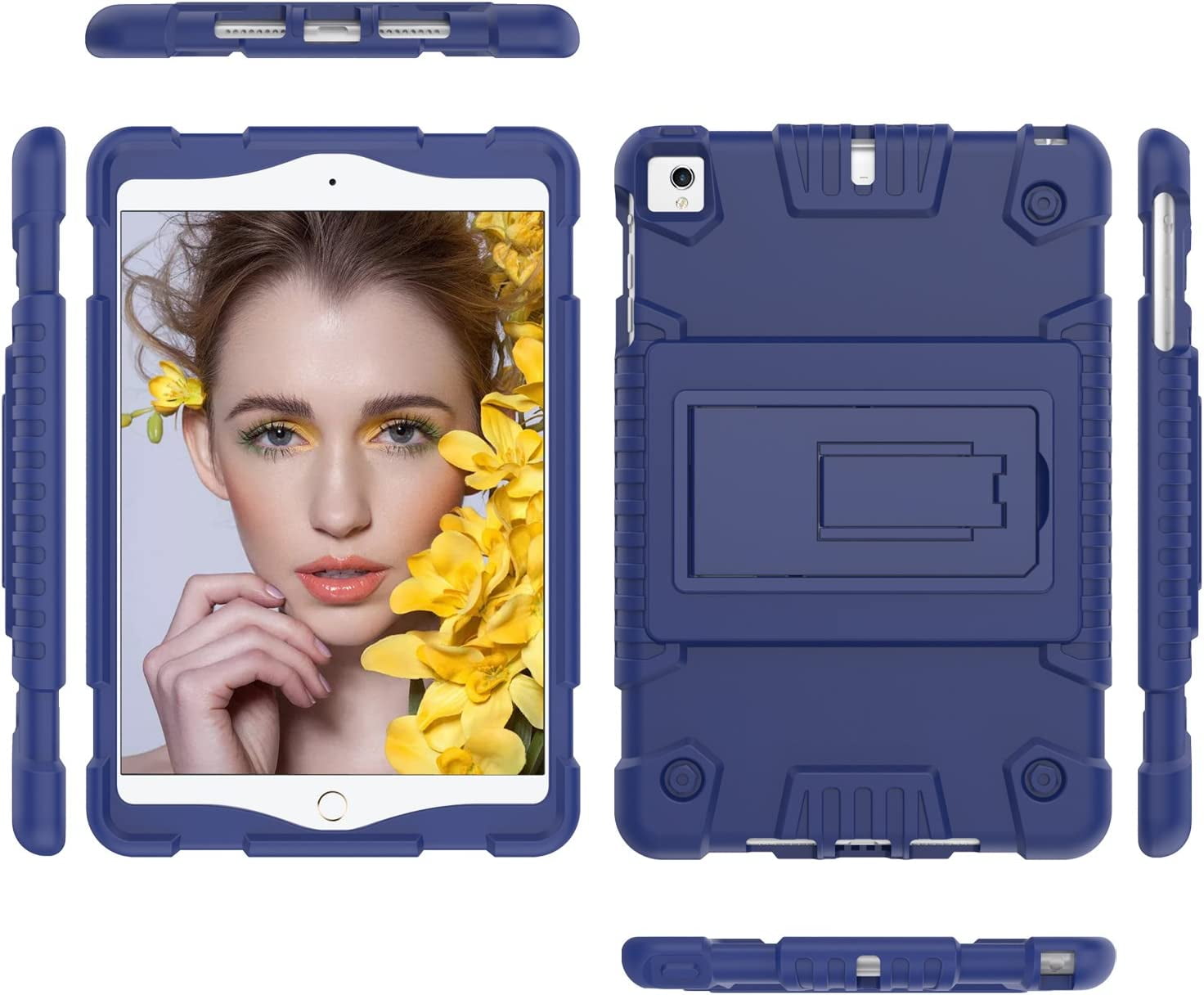 Feishell for iPad Pro 11 Case 2018 with Pencil Holder, Shockproof Rugged Kids Child Proof Rubber EVA Bumper Heavy Duty Case with Kickstand Protective Cover for Apple iPad Pro 11", Darkblue