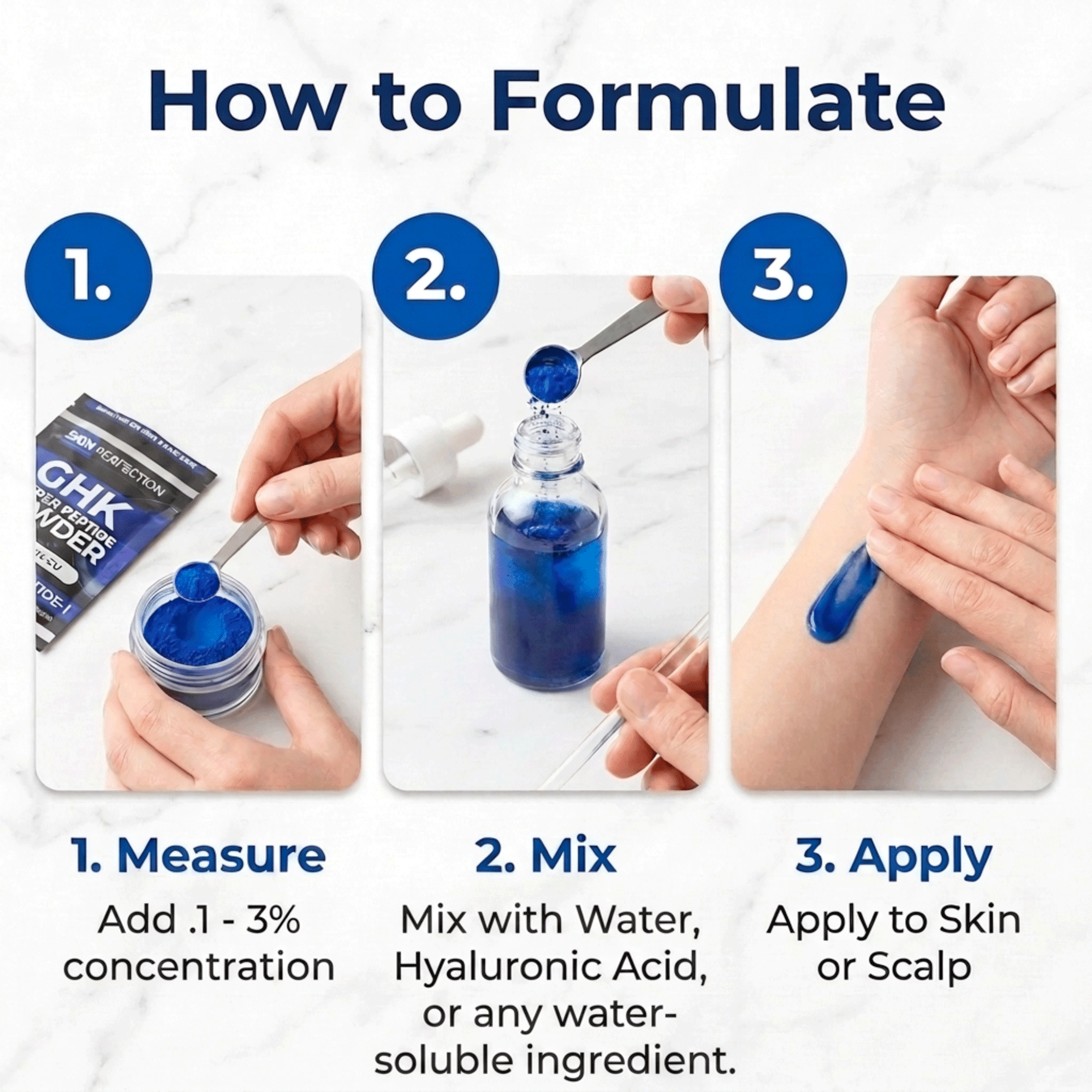 Skin Perfection Ghk-Cu Copper Peptide Powder 99.7% Pure Diy Ghk Powder to Make a Serum for Face Hair Scalp 1g