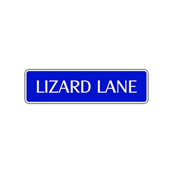 Lizard Lane Aluminum Metal Novelty Street Sign Live Reptile Cave Bar Wall Décor 4x13.5