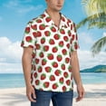 thumbnail image 2 of Lsque Hand Drawn Strawberry pattern Hawaiian Shirt for Men, Unisex Summer Beach Casual Short Sleeve Button Down Shirts-, 2 of 9