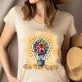 thumbnail image 4 of Christian Be The Light Graphic T-Shirt with Floral Light Bulb Design, Heliconia, Size S, 4 of 6